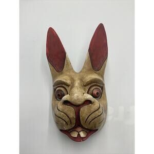 Handmade. Wooden Part Human/Rabbit Mask~Hand Painted!! S1